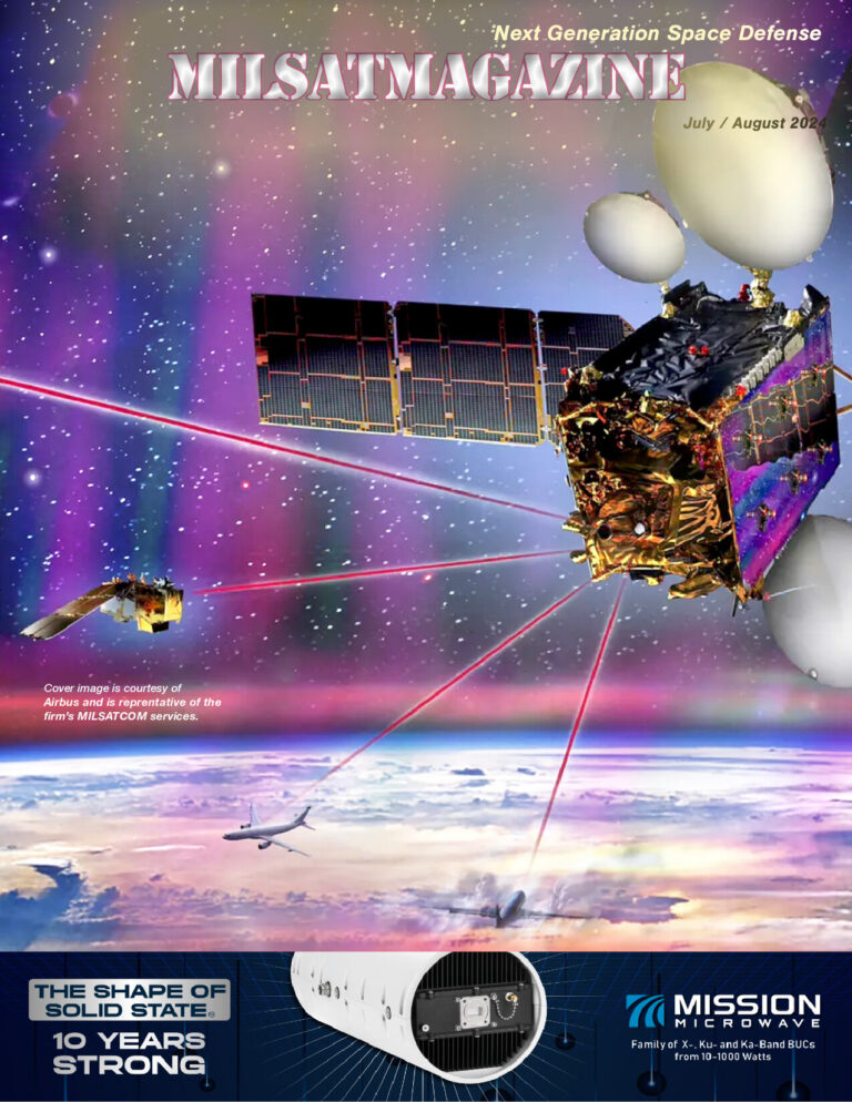 July 2024 - MilsatMagazine July/August 2024	June 15th, 2024	Warfighter Mobility, Antennas/Terminals, RF/Microwave/Laser/Optical Comms, Airborne Comms, Military Broadband Technologies